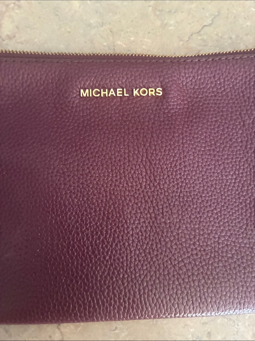 Michael Kors Mini Pebbled Leather Pouch - Plum